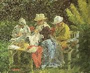 Laurits Tuxen kunstnerens anden hustru med nina og yvonne i haven pa skagen oil painting artist